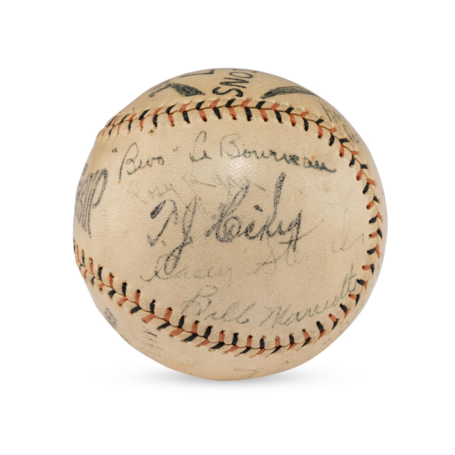 A 1927 Toledo Mud Hens Team Signed Autograph Baseball Featuring Casey Stengel (Beckett Authentication Services Letter of Authenticity)
