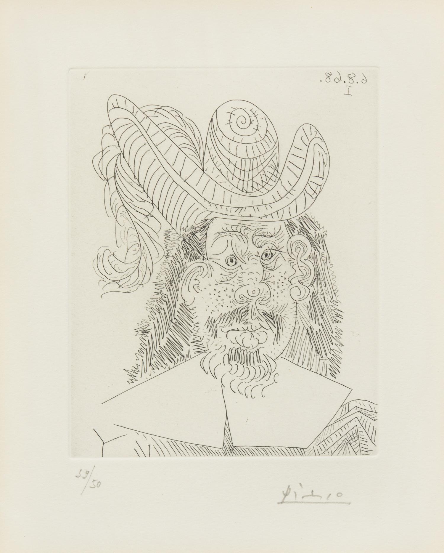 Pablo Picasso, (Spanish, 1881-1973), Portrait de "Mousquetaire" vieillissant, au Visage couperosé (from Séries 347), 1968