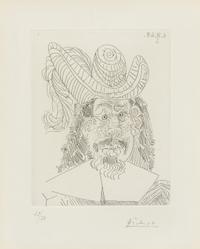 Pablo Picasso, (Spanish, 1881-1973), Portrait de "Mousquetaire" vieillissant, au Visage couperosé (from Séries 347), 1968
