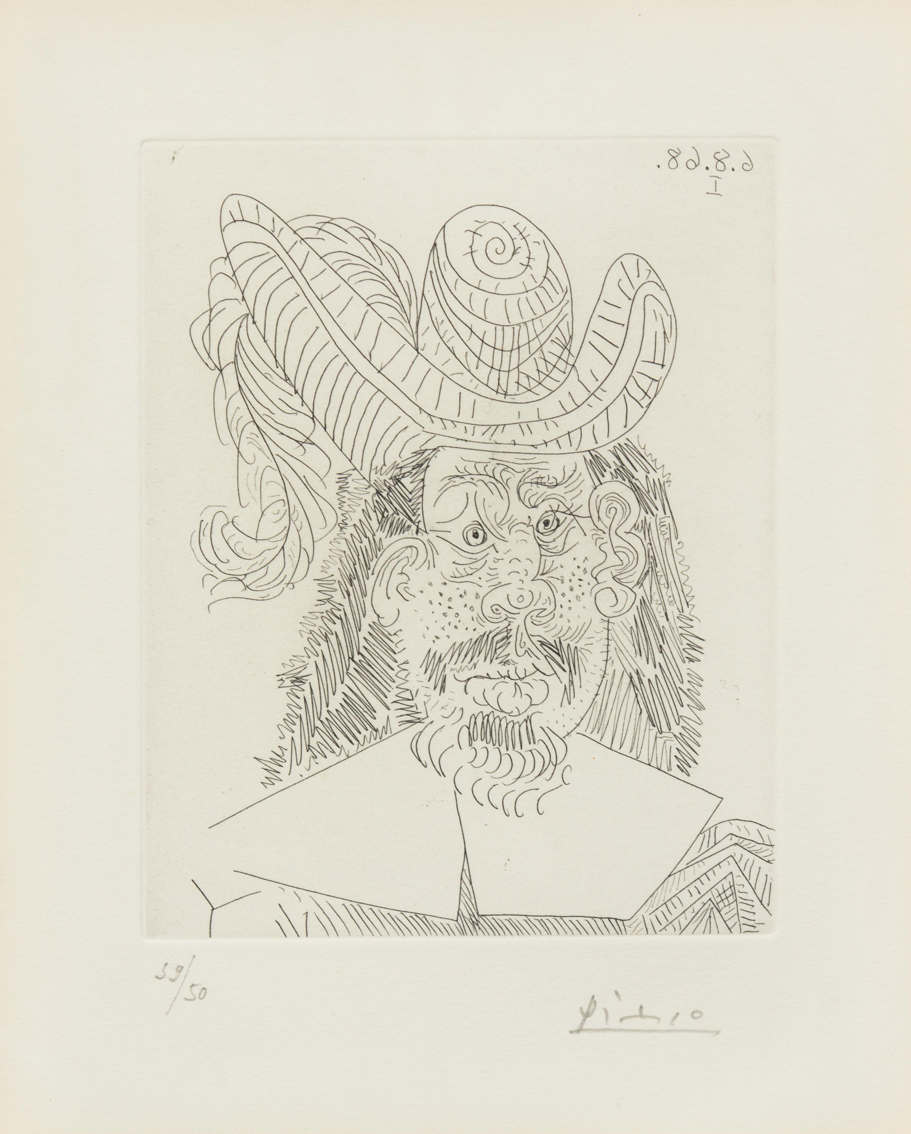 Pablo Picasso, (Spanish, 1881-1973), Portrait de "Mousquetaire" vieillissant, au Visage couperosé (from Séries 347), 1968