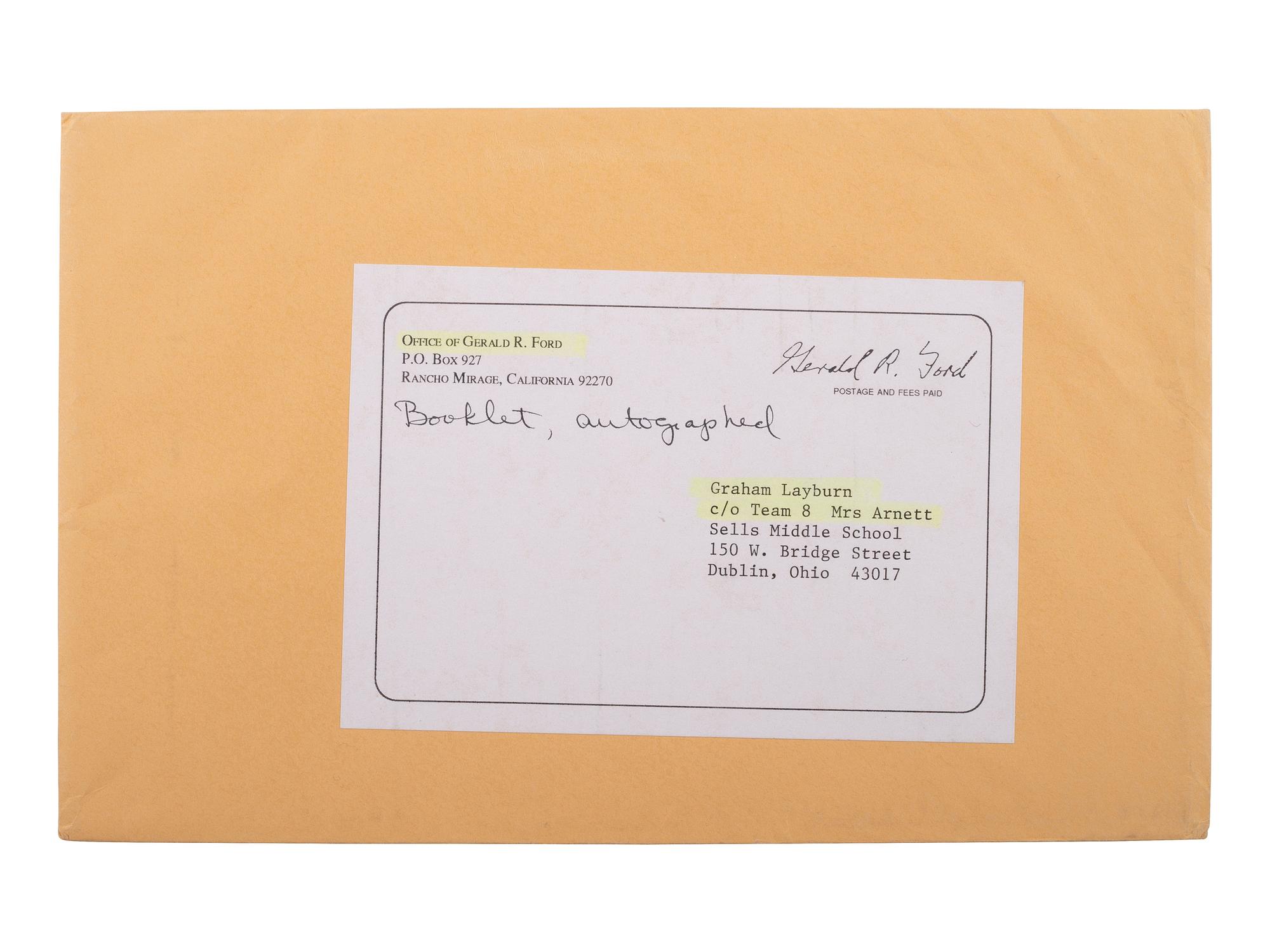 FORD, Gerald (1913-2006). A group of 4 autographs, comprising: