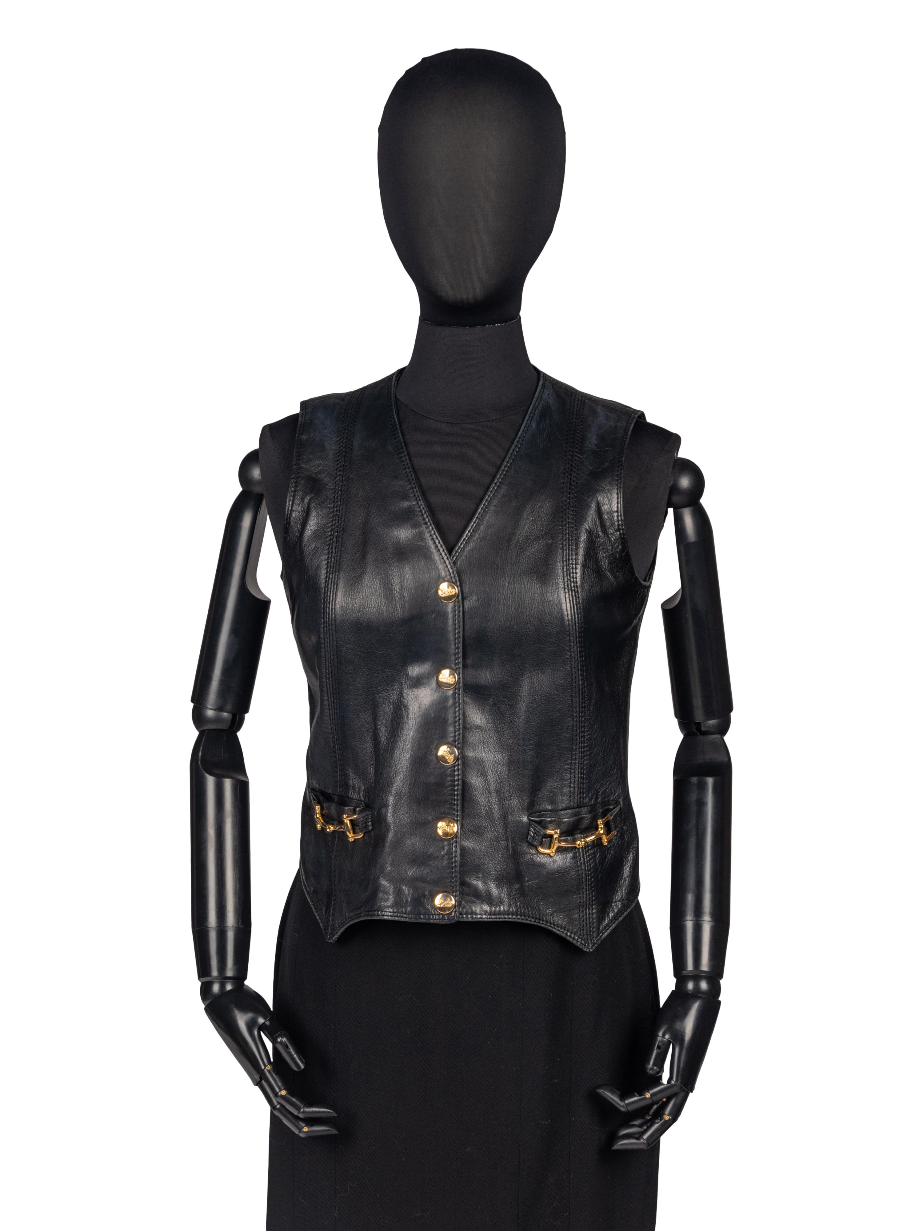 Celine Leather Vest, 1970s