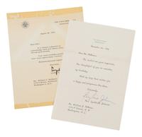 JOHNSON, Lyndon B. (1908-1973). Typed letter signed (“Lyndon”), as Vice President, to William J. McManus. Washington D.C., 28 April 1963. 1 page, 8vo, on Vice President stationary, with envelope, toning, adhesive residue to upper and lower margins.