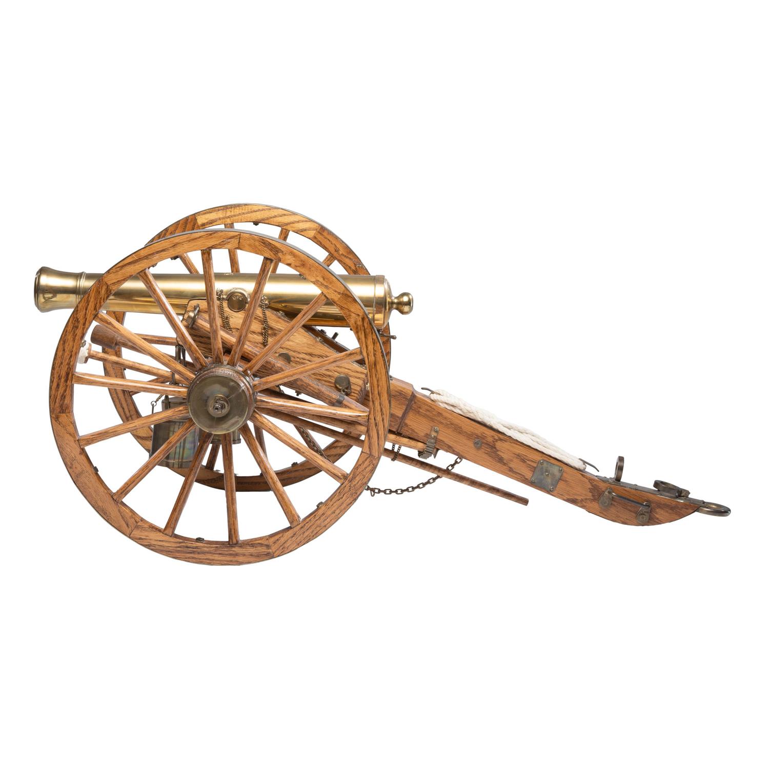 Quarter Scale Model of a Brass 6 Pound Napoleon Cannon with Carriage, Limber, Caisson & Implements by Ron Hargreaves