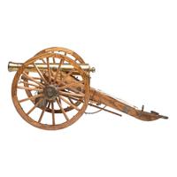 Quarter Scale Model of a Brass 6 Pound Napoleon Cannon with Carriage, Limber, Caisson & Implements by Ron Hargreaves