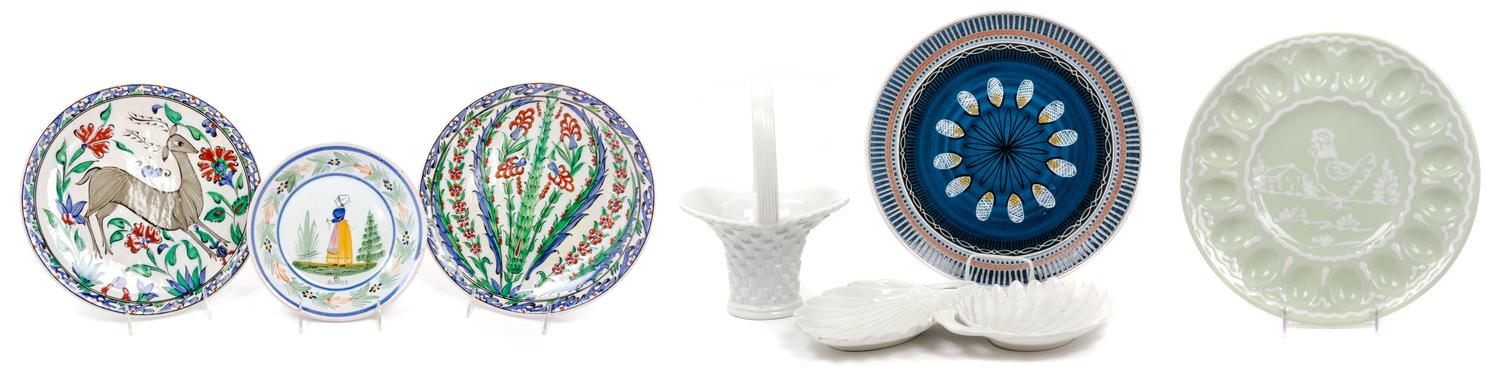 Two Greek Pottery Chargers Diameter of first 11 1/2 inches. — SECOND HALF 20TH CENTURY