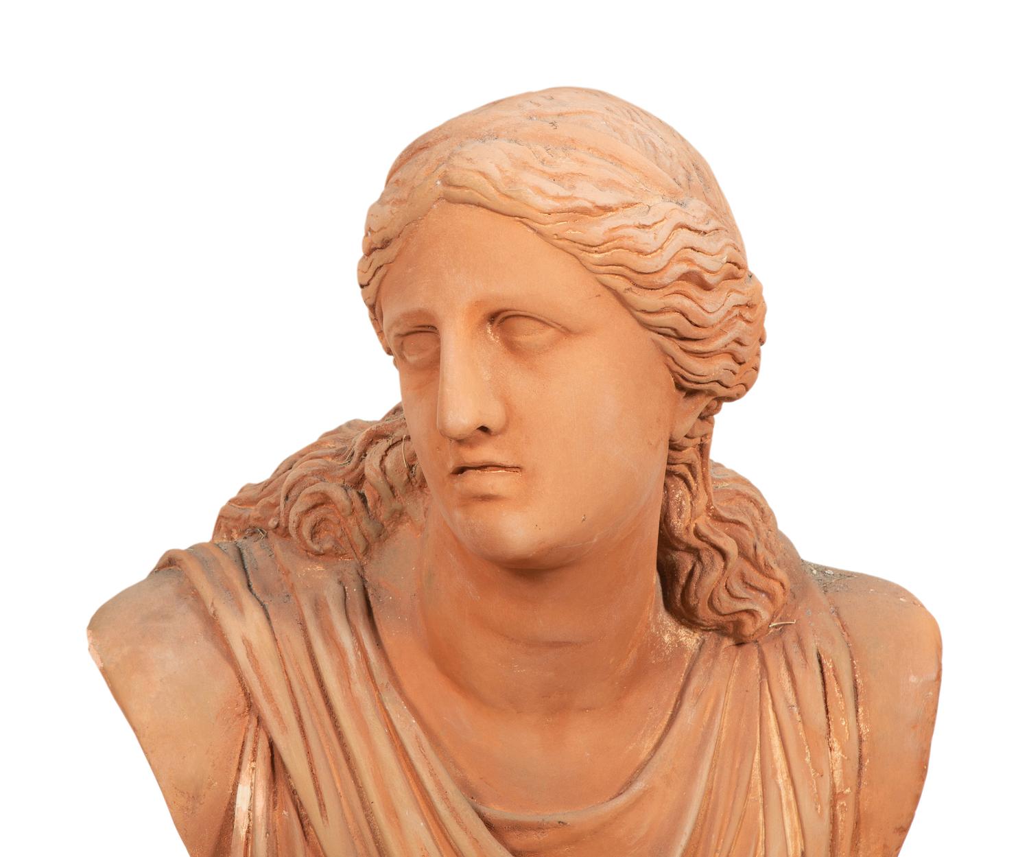 A Pair of Terracotta Busts on Pedestals