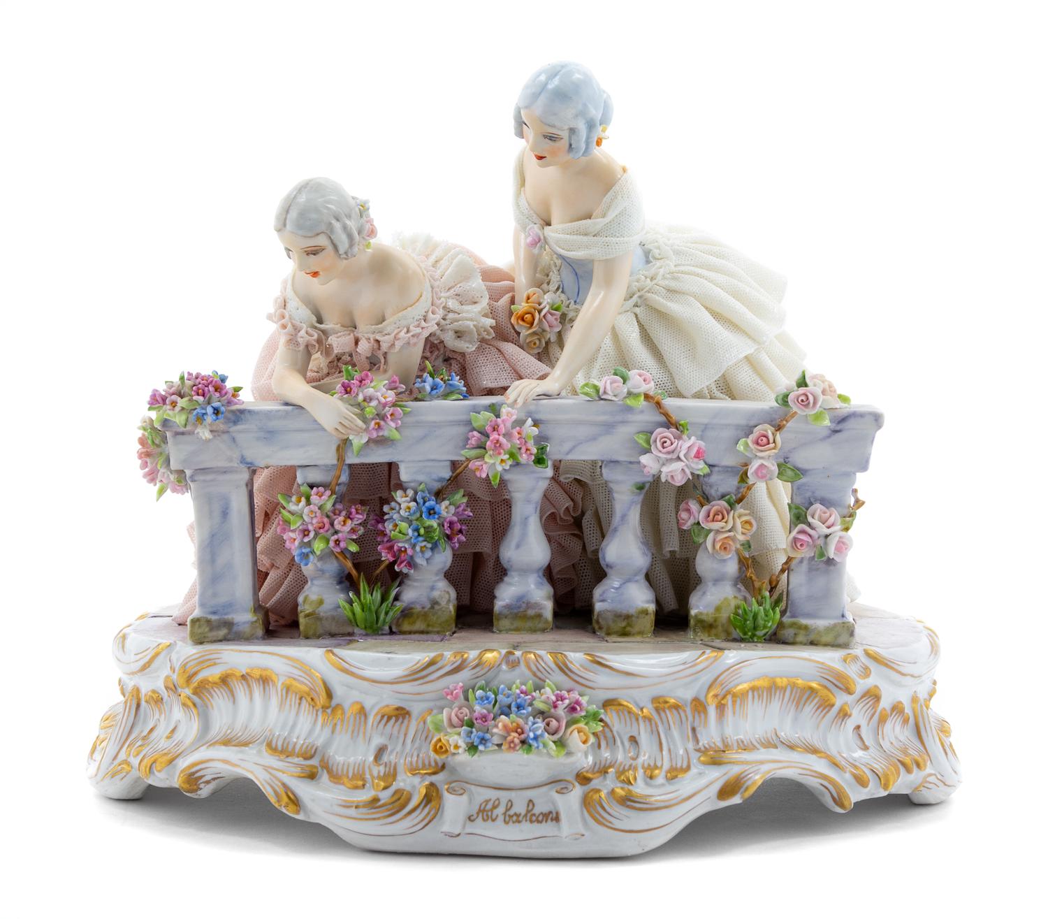 A Luigi Fabris Porcelain Lace Figural Group