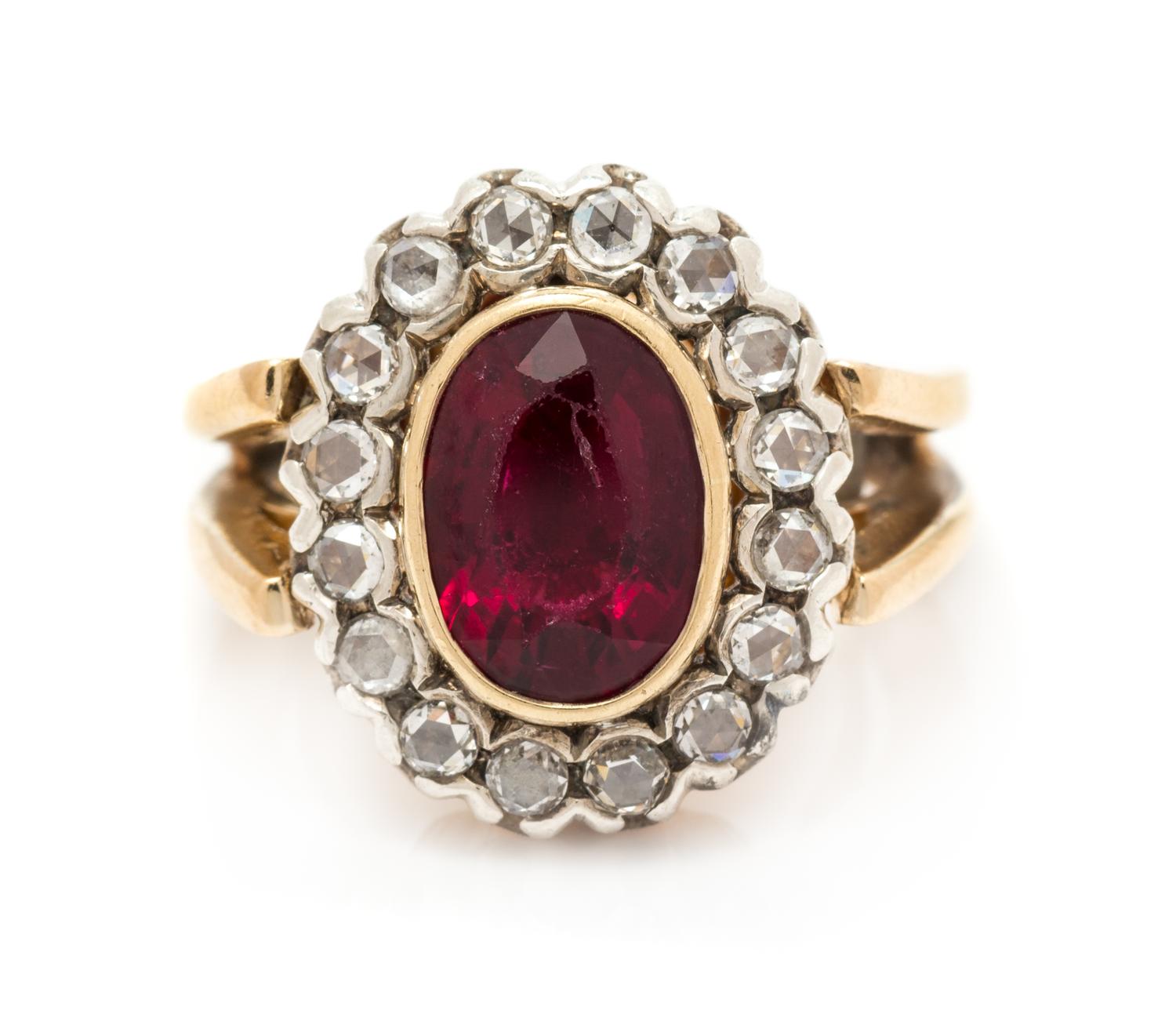 RUBELLITE TOURMALINE AND DIAMOND RING