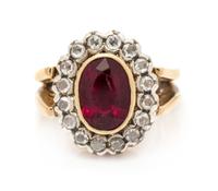 RUBELLITE TOURMALINE AND DIAMOND RING