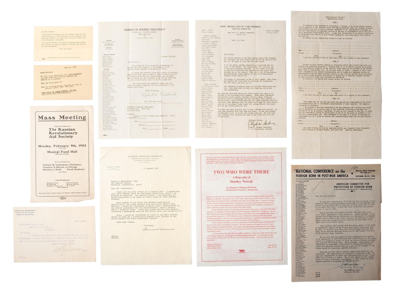 [SOCIALISM] -- [COMMUNISM]. Ephemera from early-20th century far left and progressive politics.