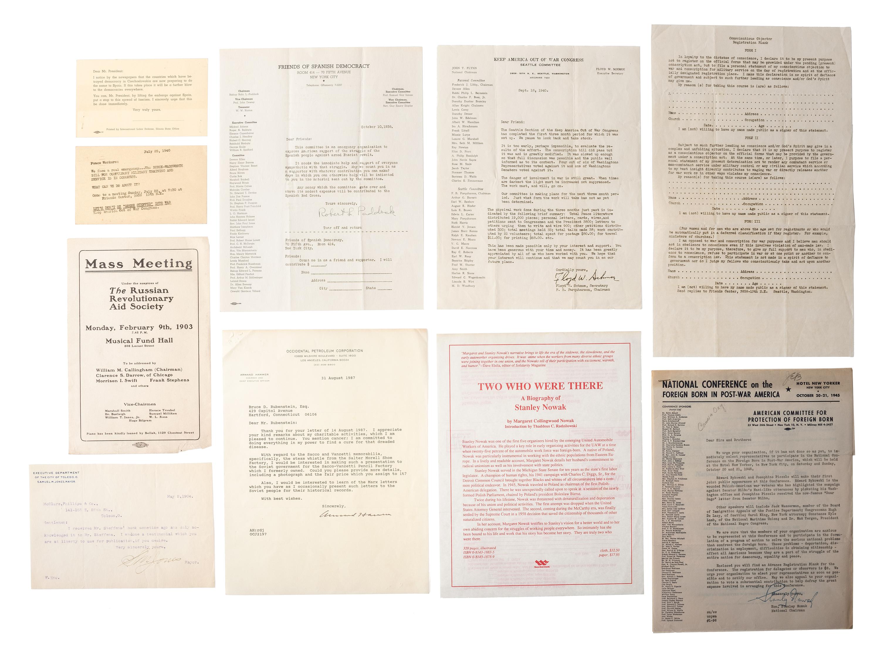 [SOCIALISM] -- [COMMUNISM]. Ephemera from early-20th century far left and progressive politics.