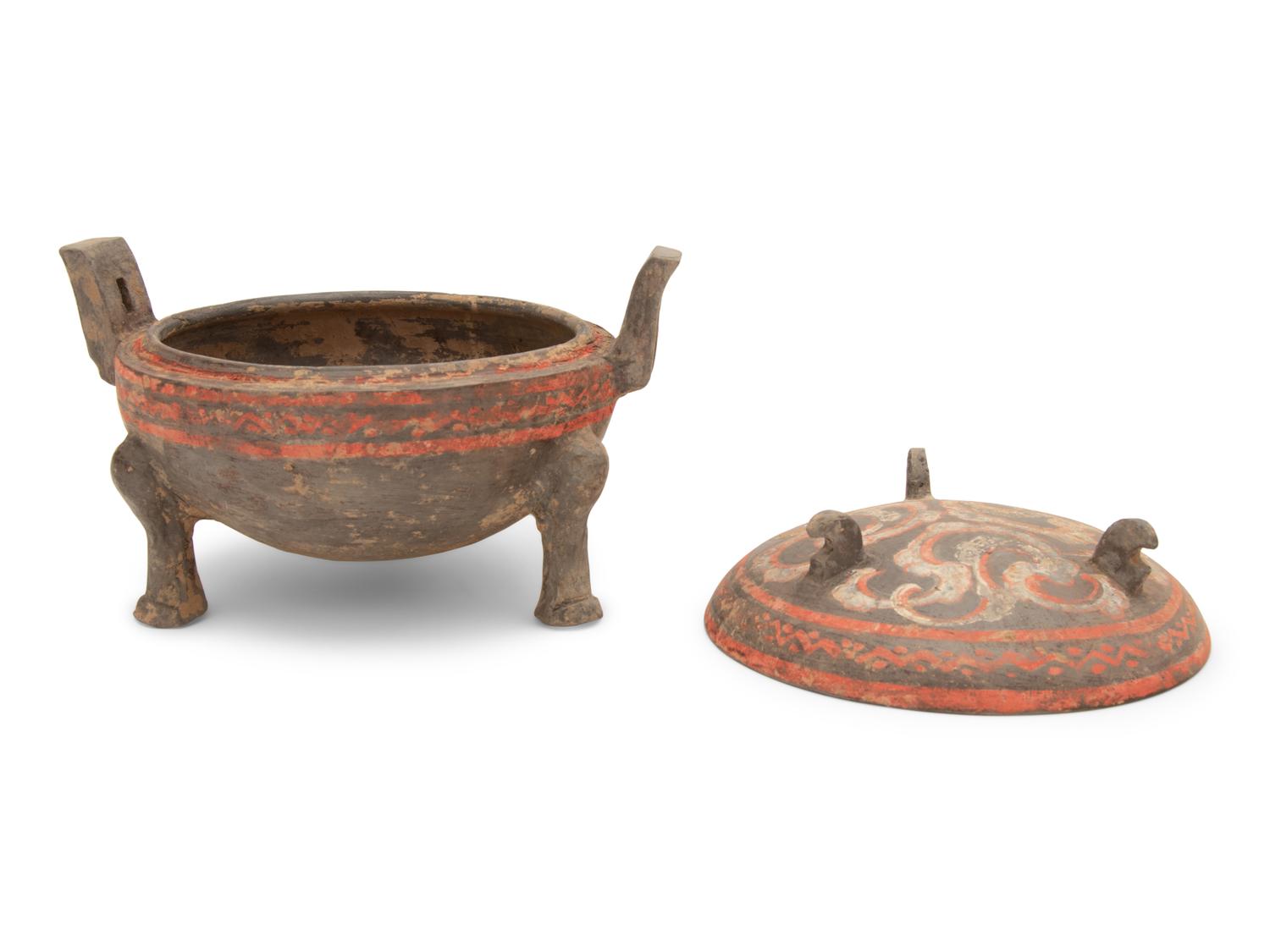 Two Painted Grey Pottery Wares