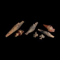 Seven Nariño, Tairona, and Sinu Terracotta Flutes (Ocarinas)