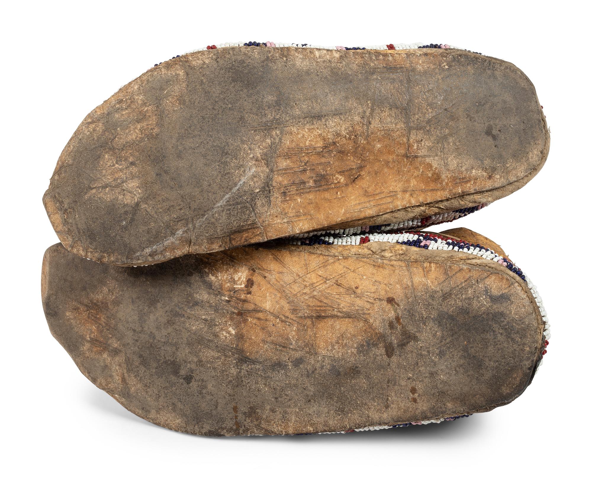 Northern Plains Beaded Hide Moccasins