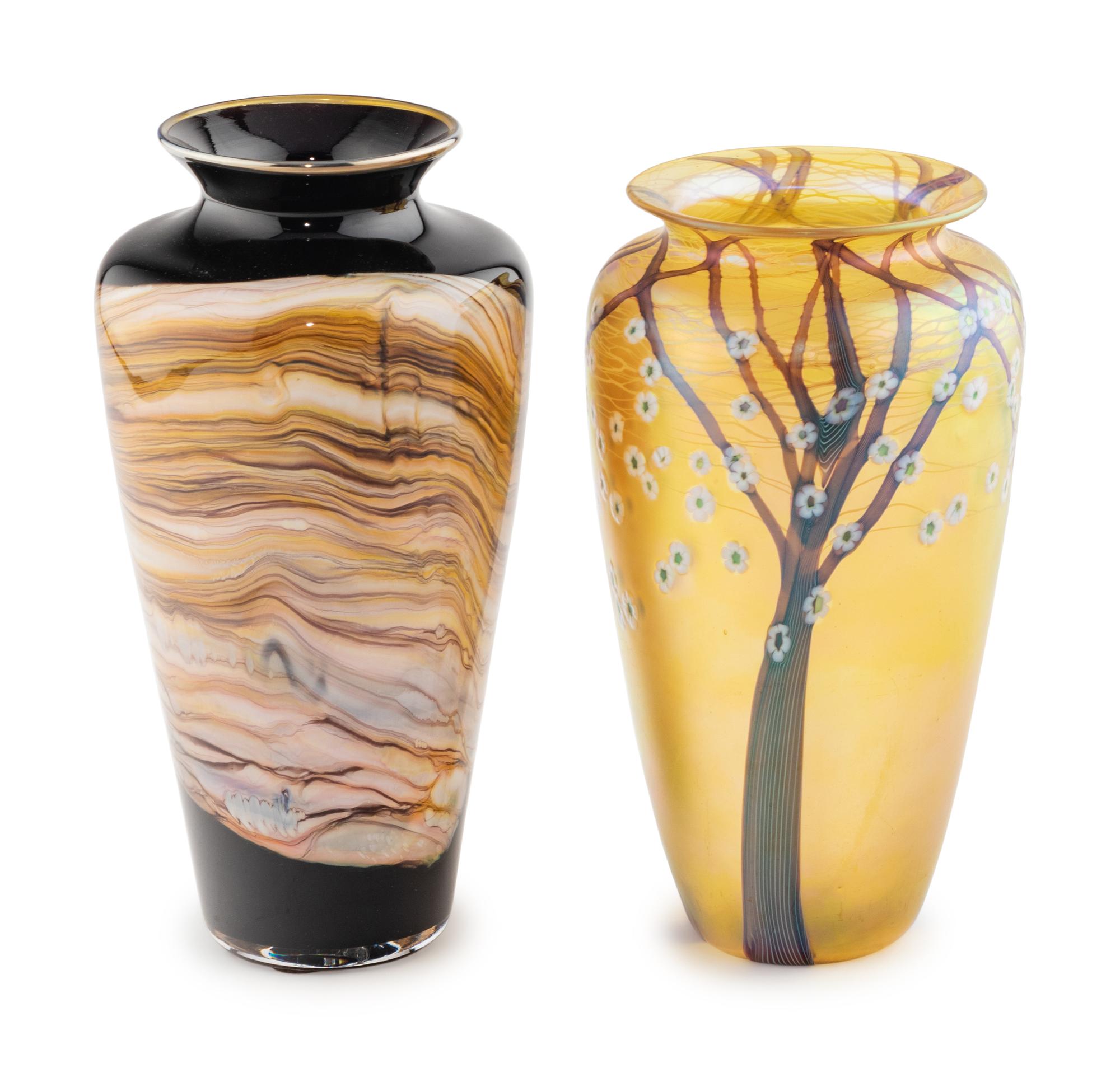 An Orient and Flume Glass Vase and a Gartner and Blade Glass Vase