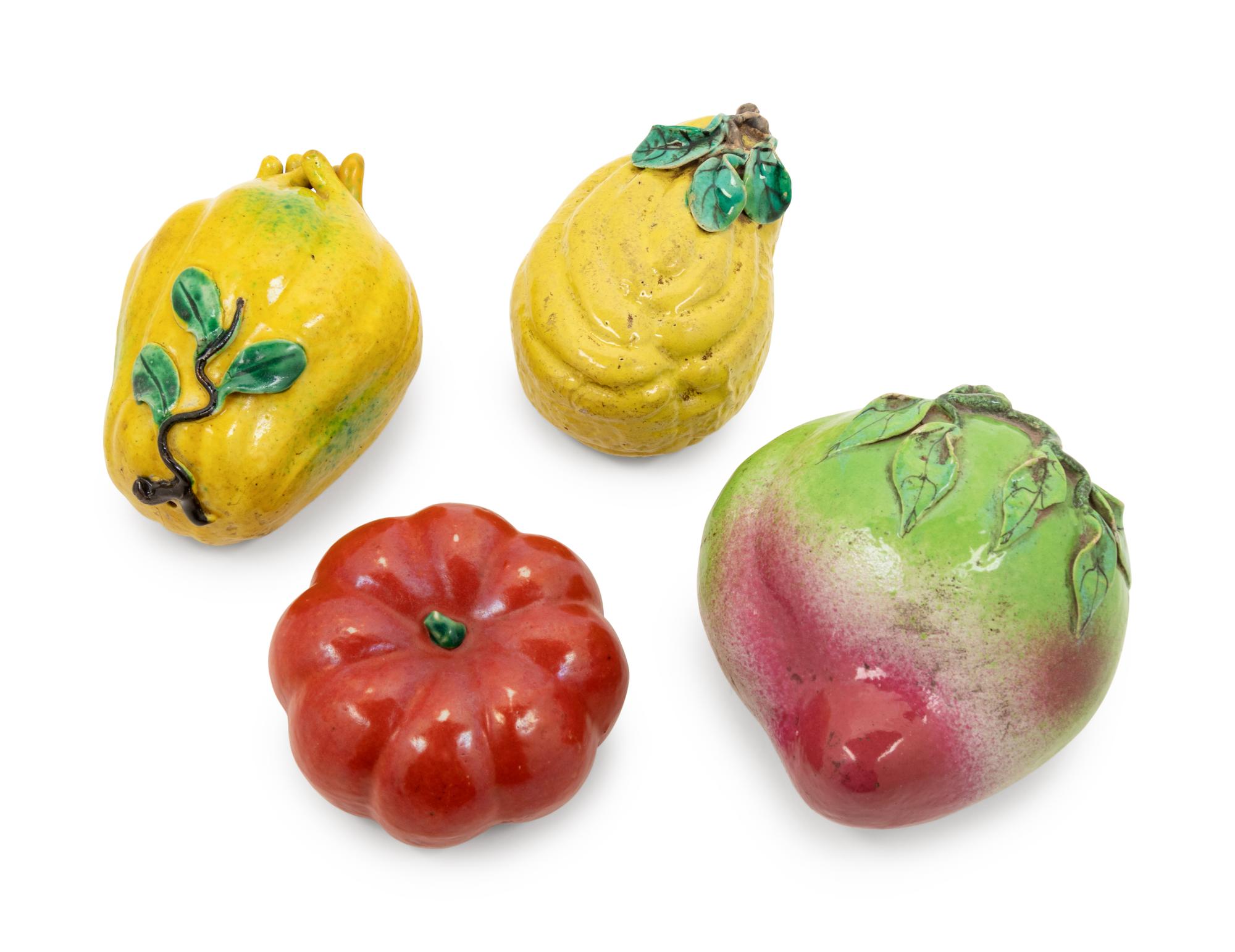 Four Chinese Porcelain Models of Fruits