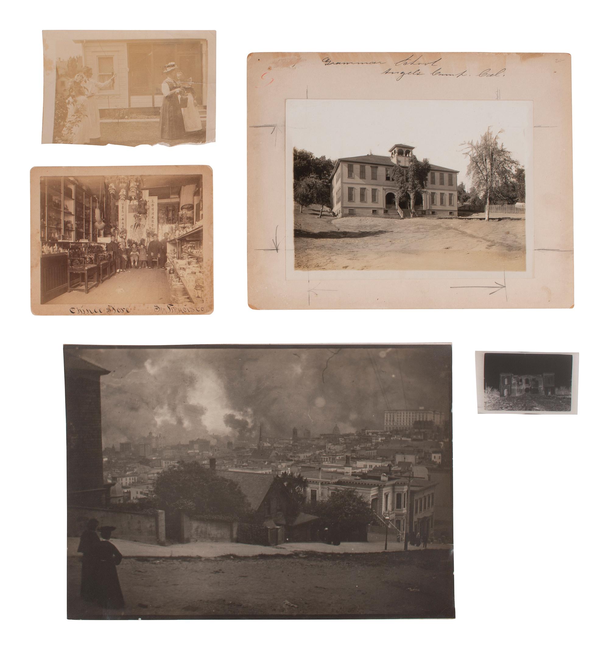 [CALIFORNIA]. A group of San Francisco views incl. images of fire and earthquake ruins.