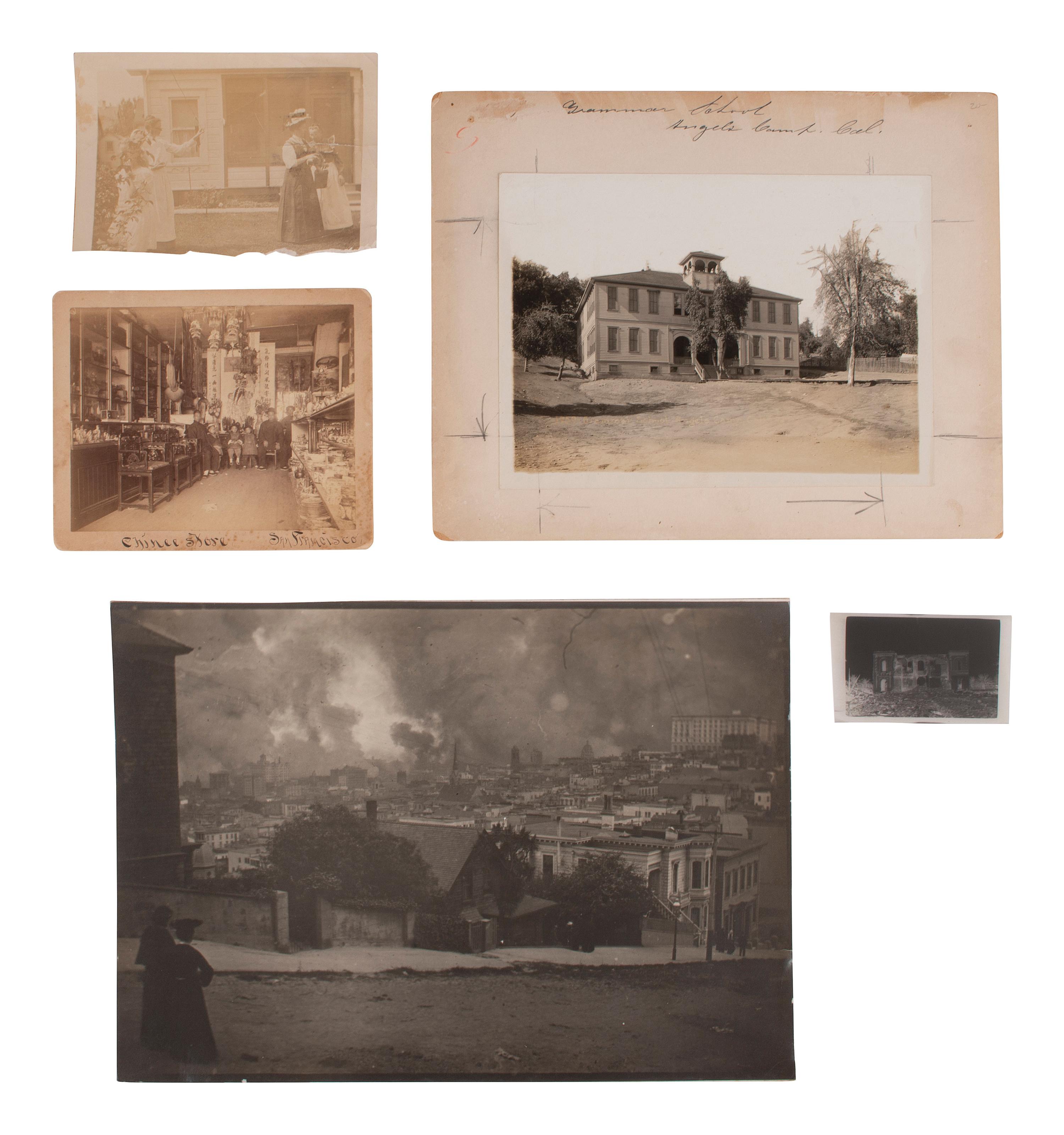 [CALIFORNIA]. A group of San Francisco views incl. images of fire and earthquake ruins.