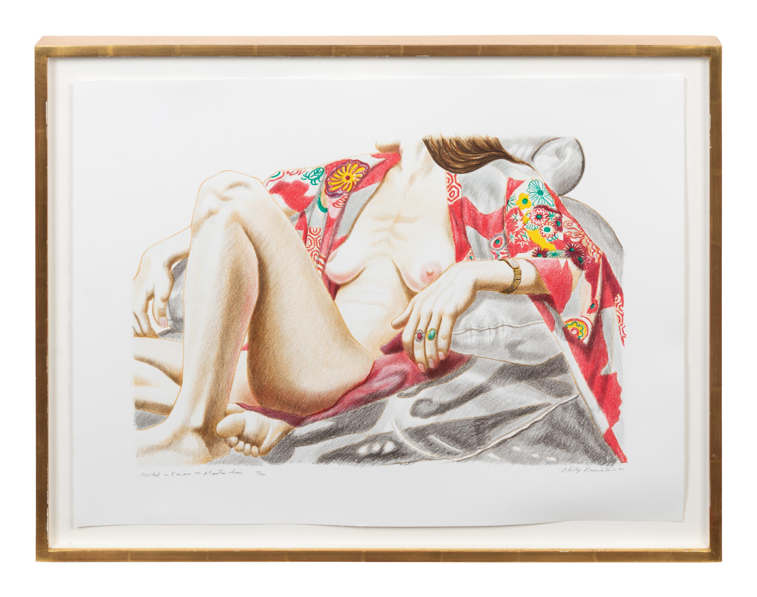 Model in Kimono on Plastic Chair