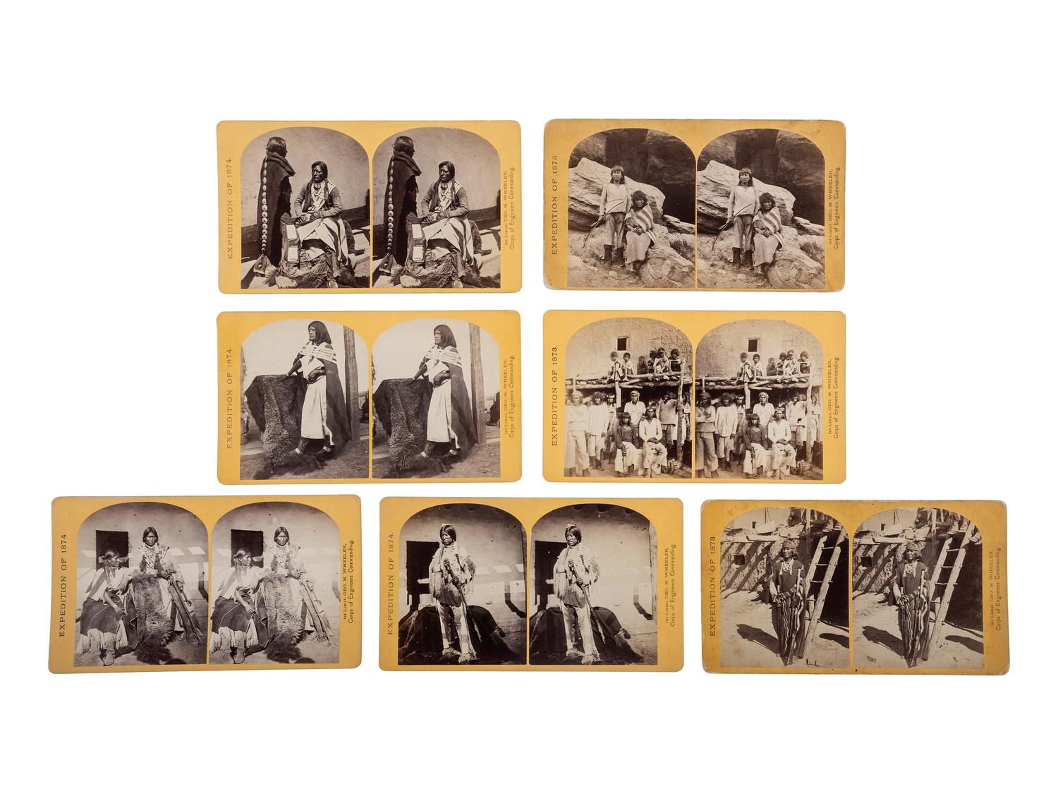 [NATIVE AMERICANS]. O'SULLIVAN, Timothy (1840-1882), photographer. A group of 7 Wheeler Expedition stereoviews of Southwestern Indian subjects, including: