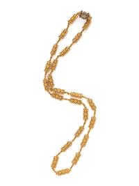 YELLOW GOLD AND TURQUOISE FANCY LINK CHAIN NECKLACE