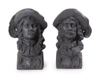 A Pair of French Cast Metal Figural Andirons