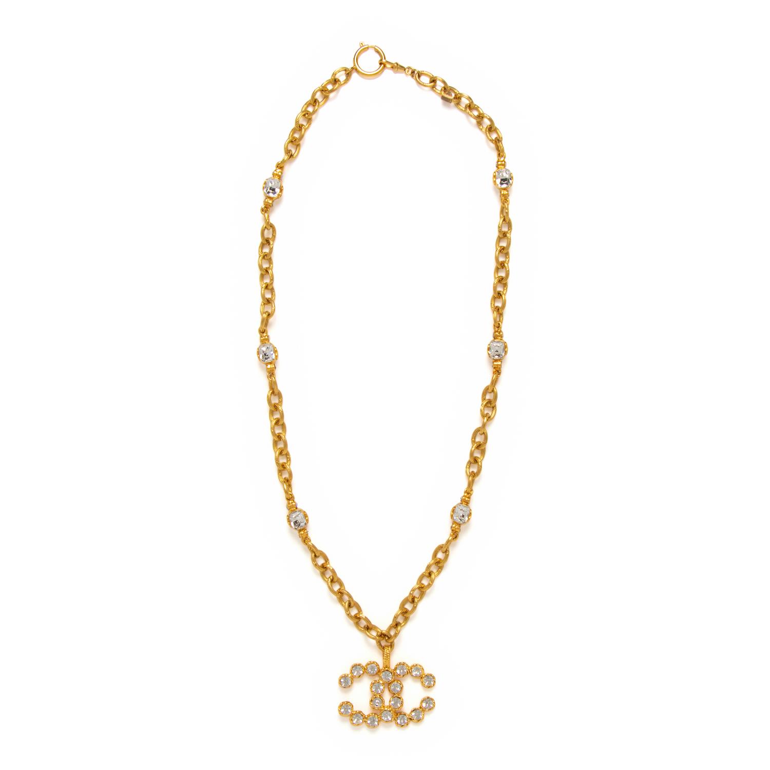 Chanel, Rhinestone CC Pendant Necklace