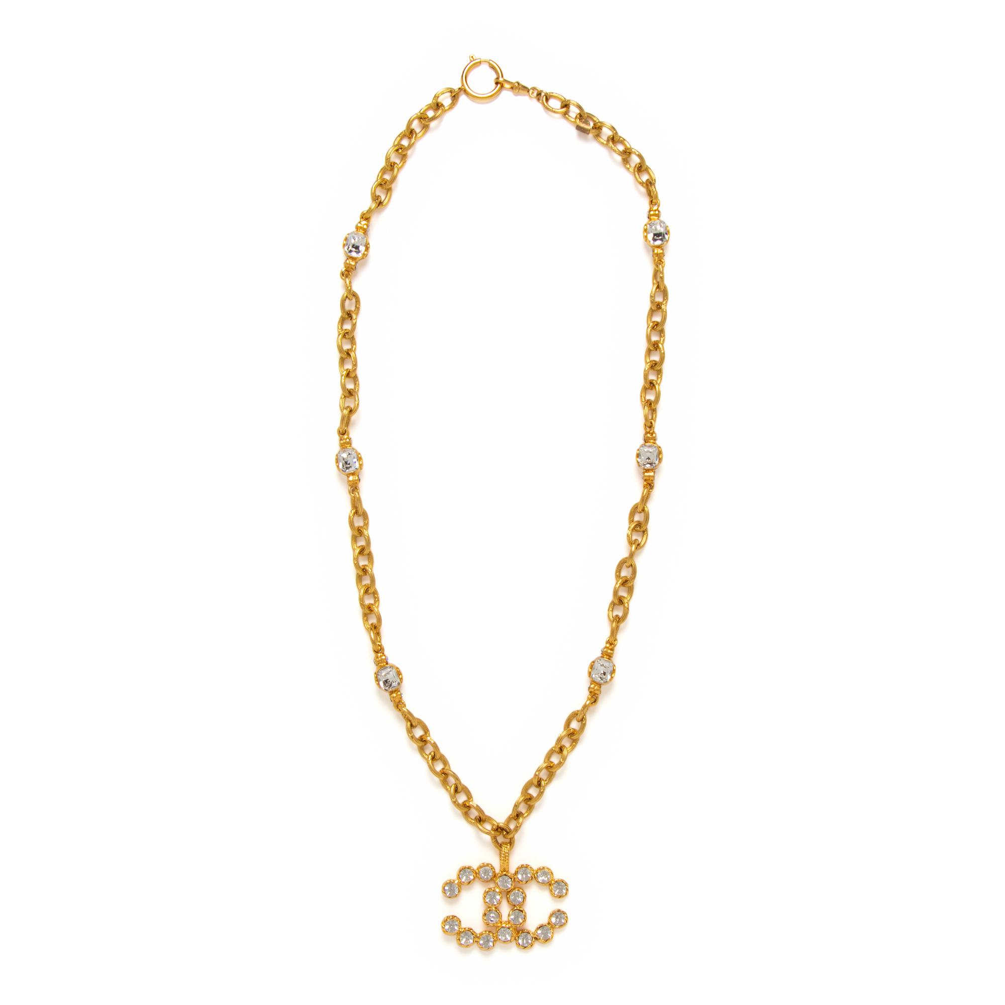Chanel, Rhinestone CC Pendant Necklace