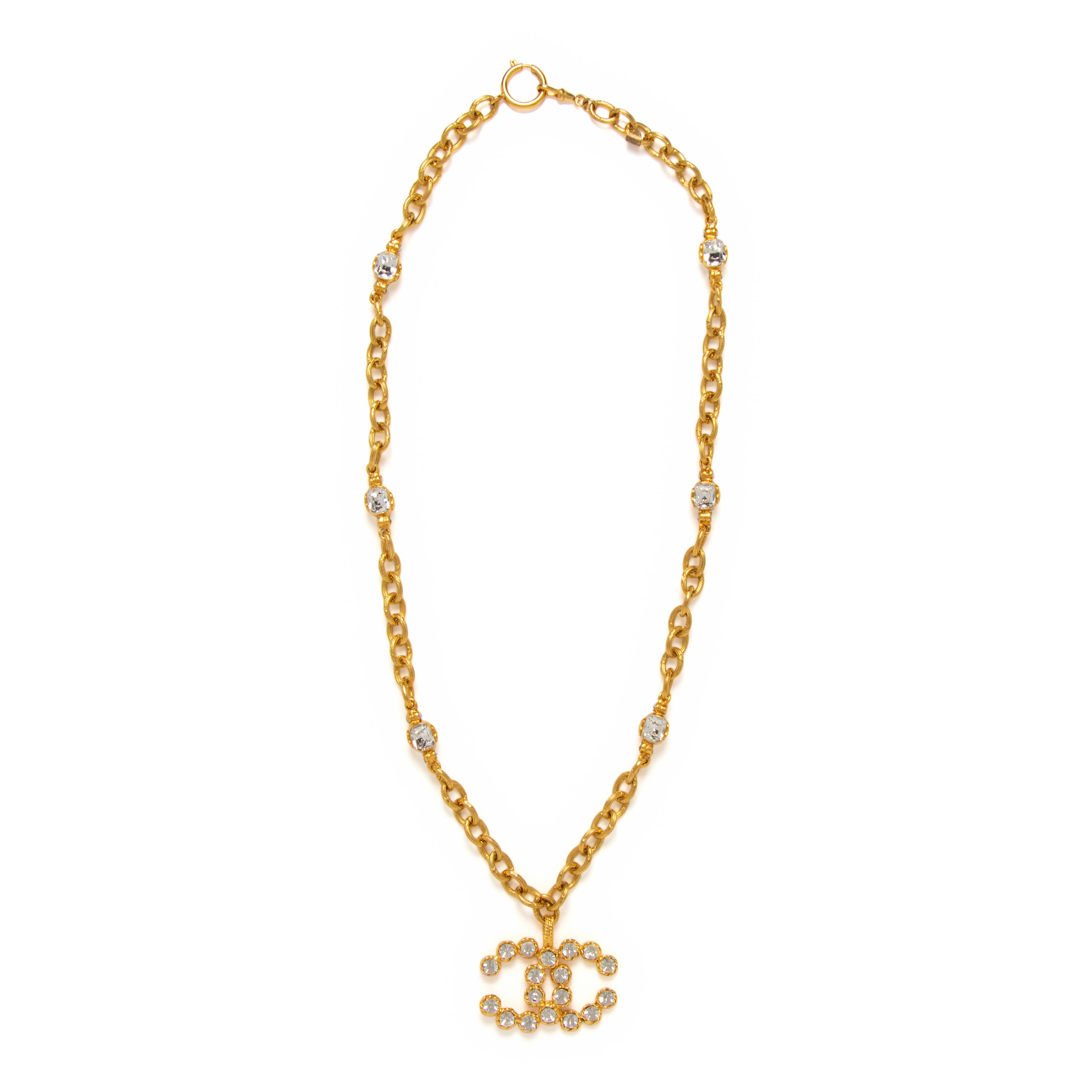Chanel, Rhinestone CC Pendant Necklace