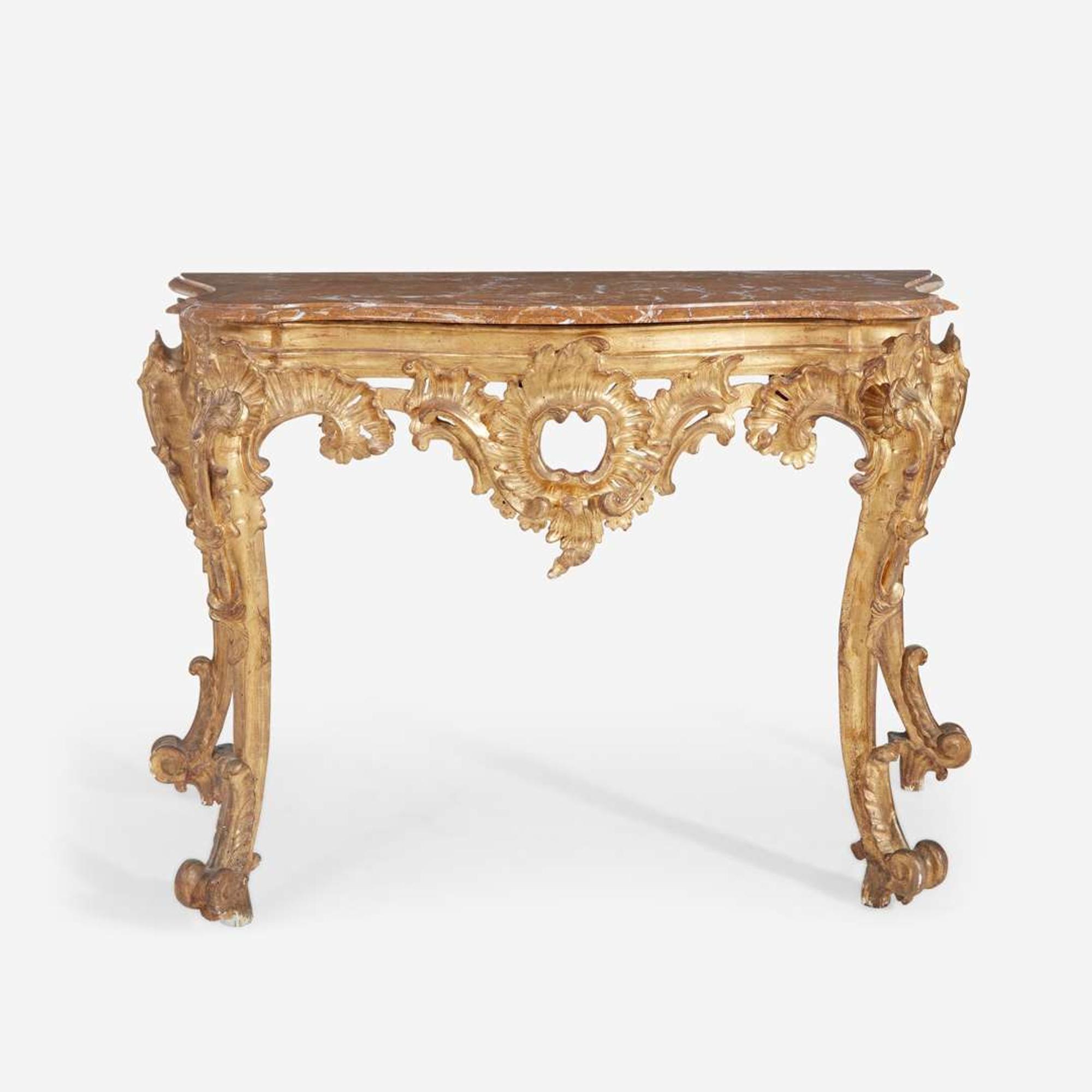 An Italian Rococo Carved Giltwood Console Table circa 1740