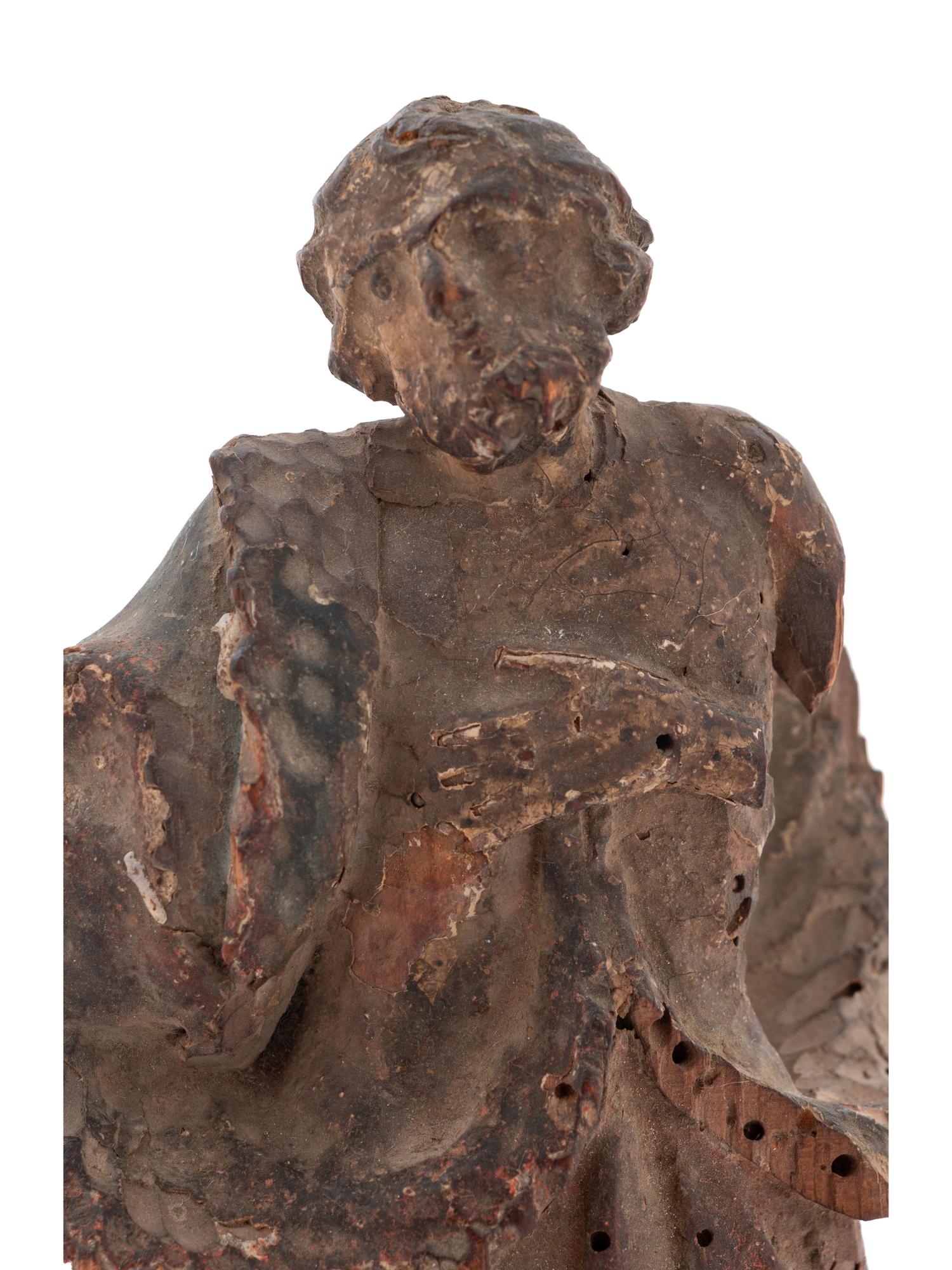 A Continental Carved and Polychromed Wood Figure of Saint Peter