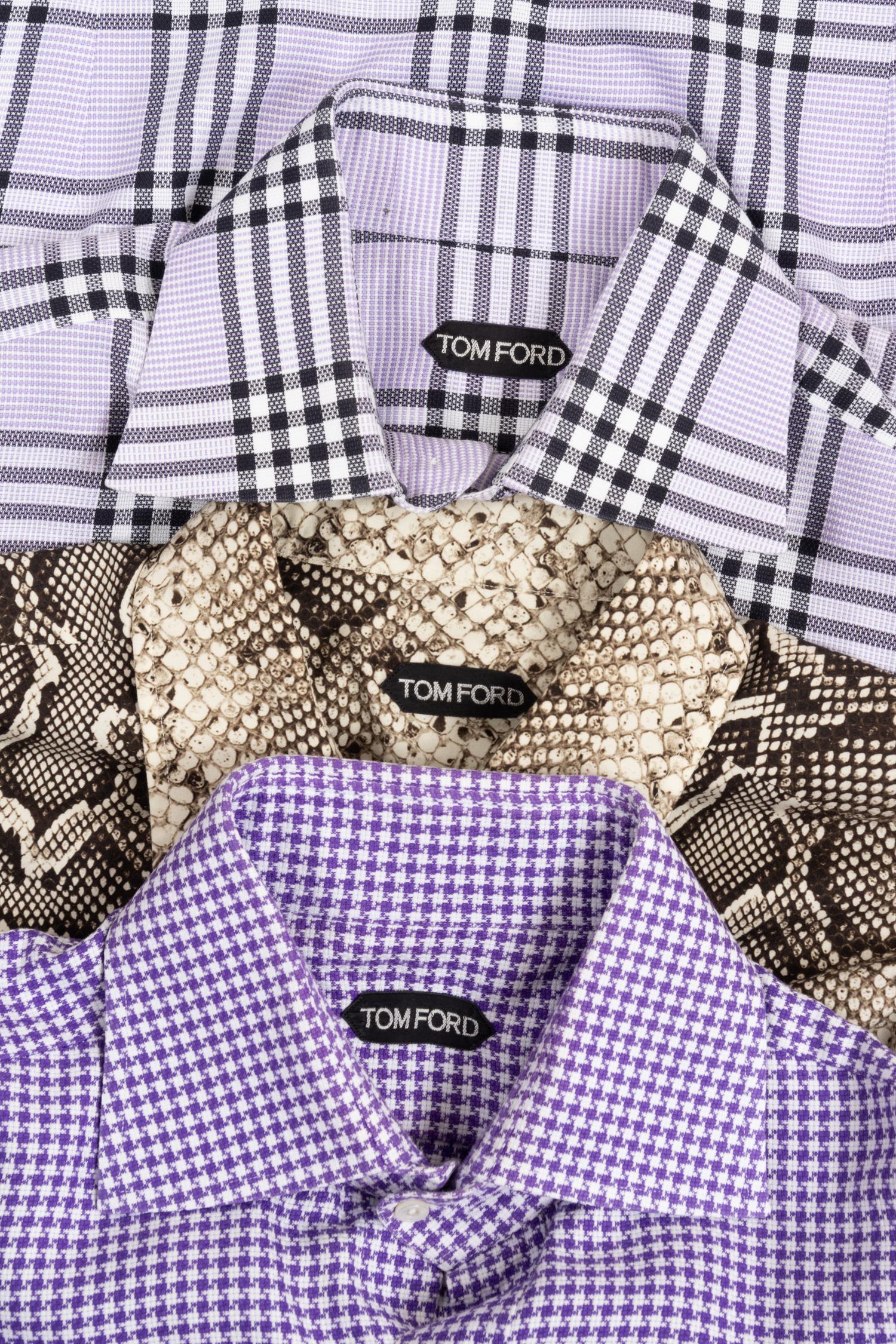Five Tom Ford Men's Patterned Button Down Shirts, 2000s