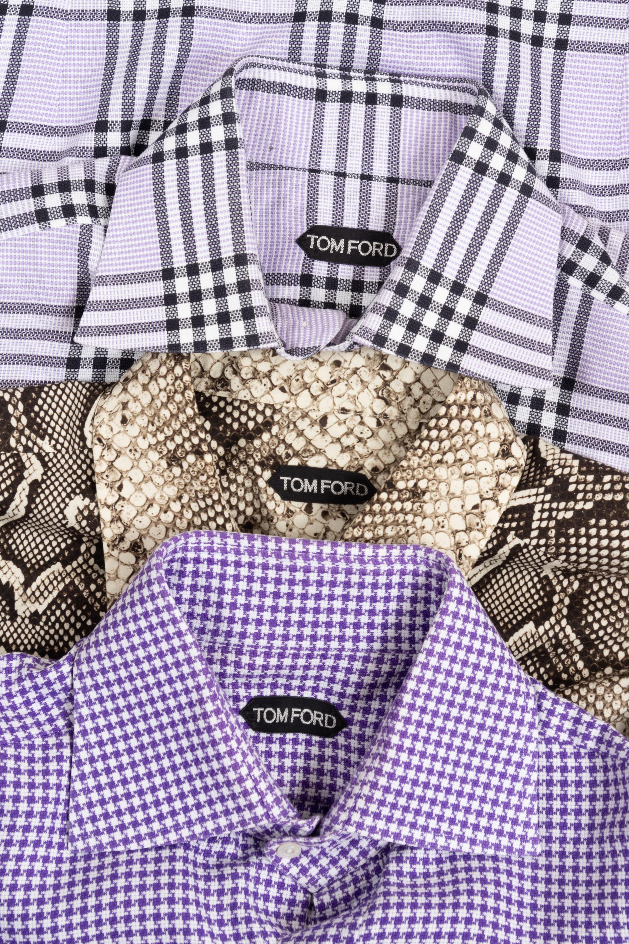 Five Tom Ford Men's Patterned Button Down Shirts, 2000s