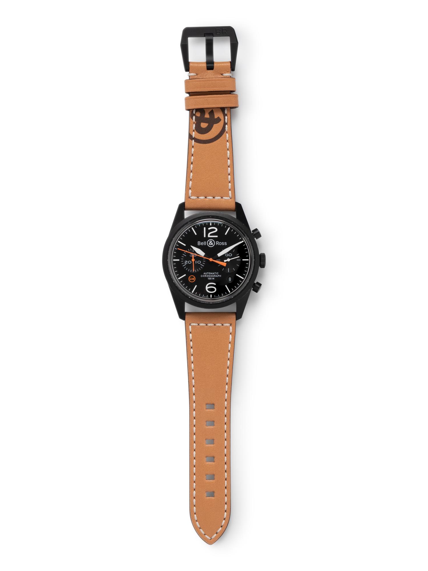 BELL & ROSS, REF. BR 126 STAINLESS STEEL 'CARBON ORANGE' CHRONOGRAPH WATCH