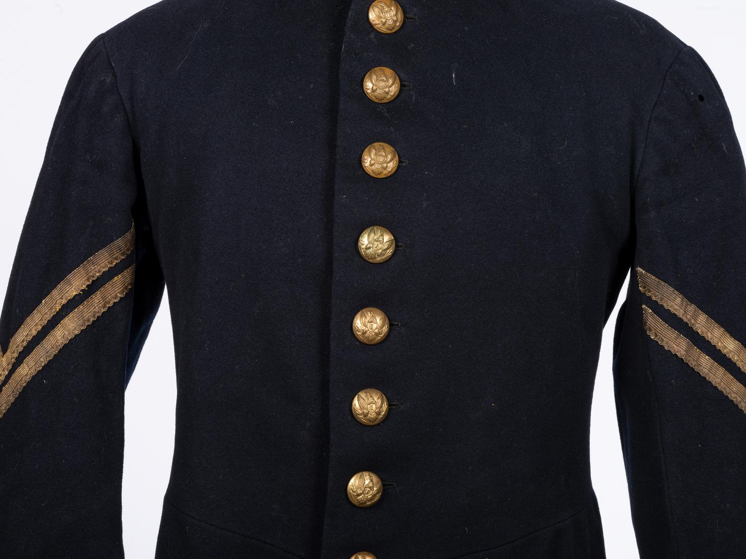 [CIVIL WAR]. Enlisted frock coat identified to Private Charles A. Fisk, 11th Massachusetts Infantry, WIA at Gettysburg.
