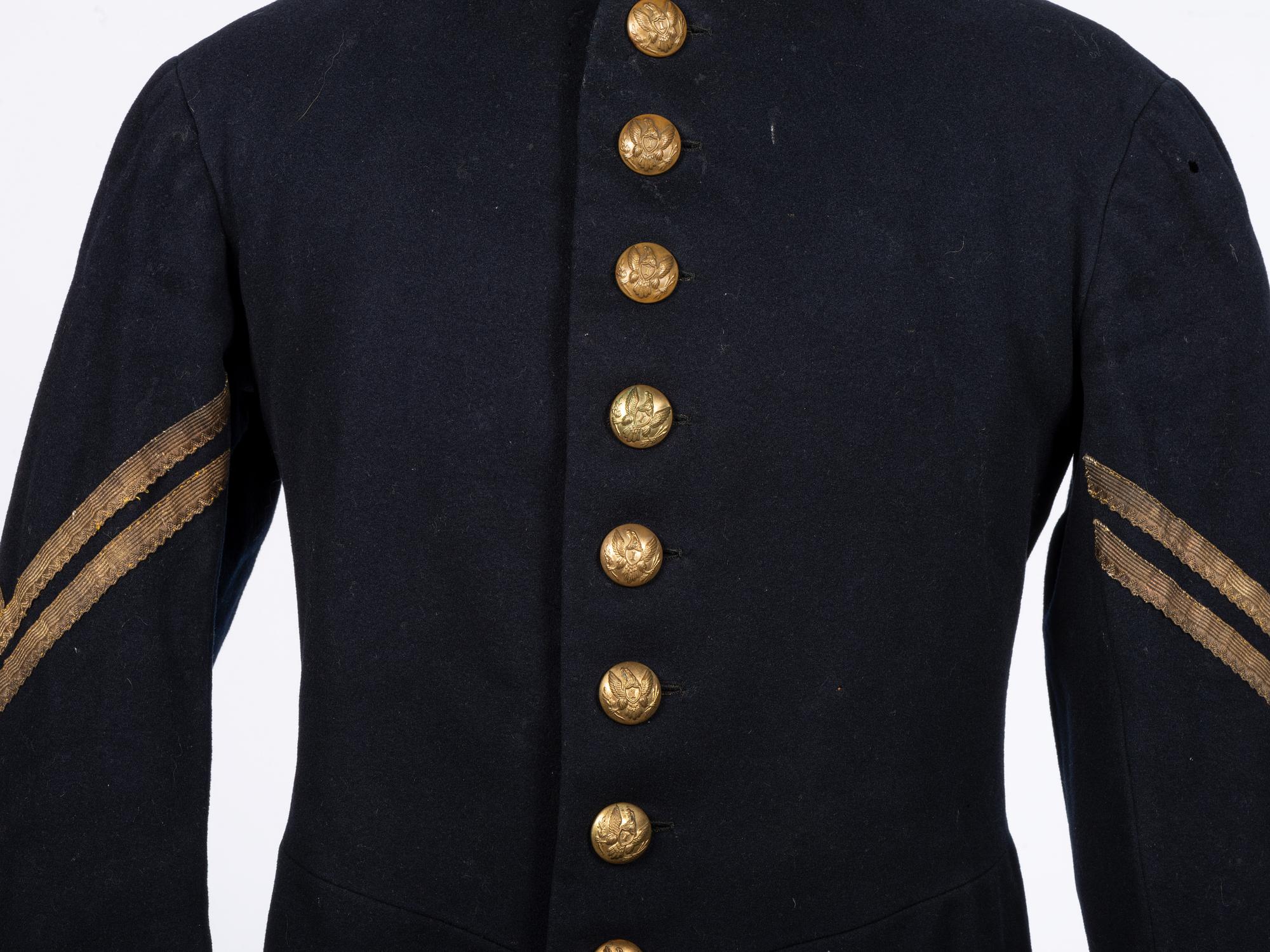 [CIVIL WAR]. Enlisted frock coat identified to Private Charles A. Fisk, 11th Massachusetts Infantry, WIA at Gettysburg.