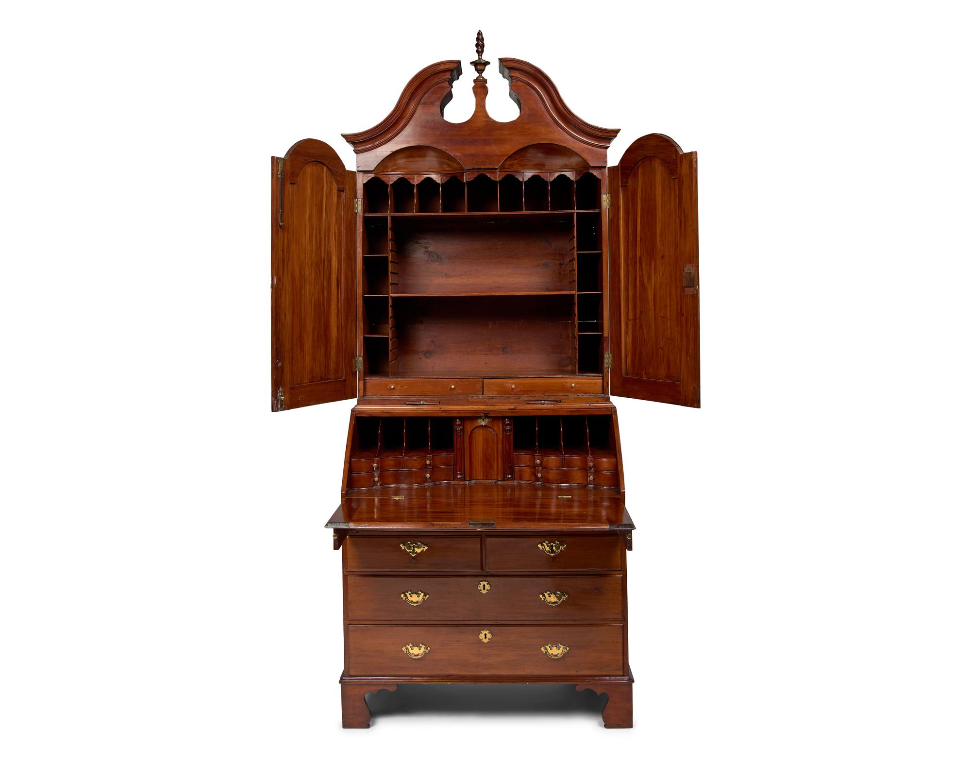 A Chippendale Cedar Desk and Bookcase