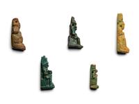 Five Egyptian Faience Isis with Horus Amulets