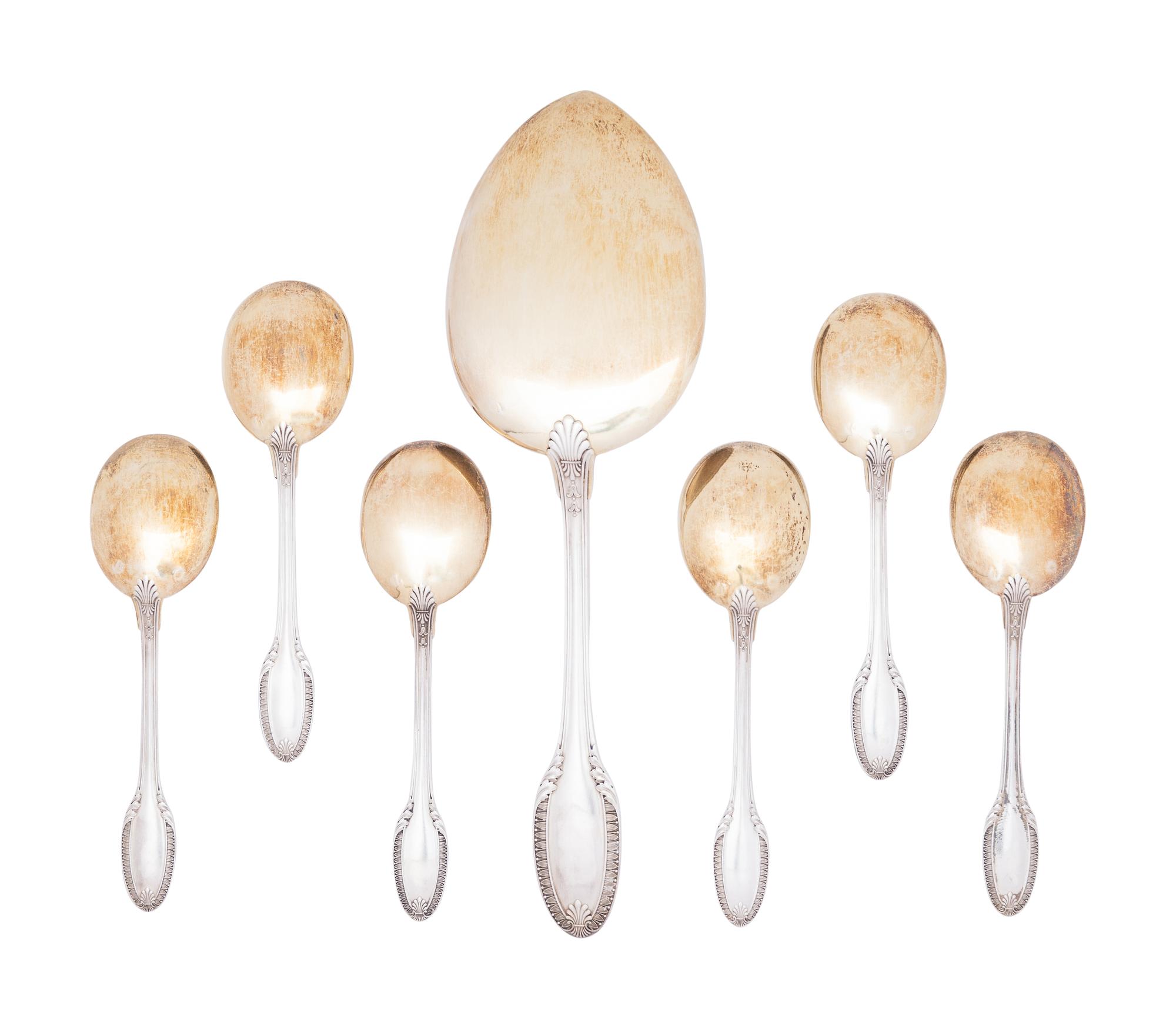 A French Parcel-Gilt Silver Dessert Service