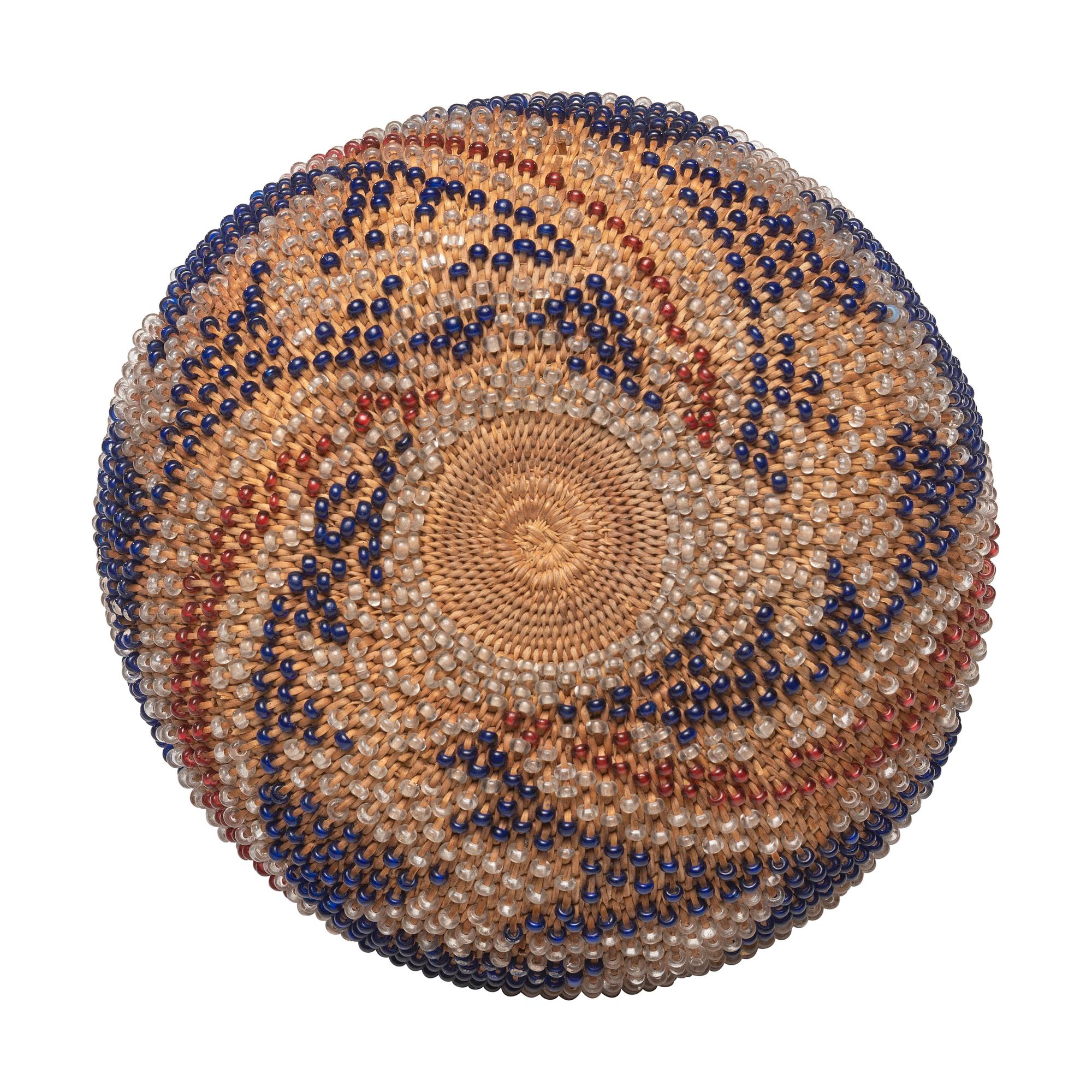 Pomo Beaded Basket, Patriotic Colors