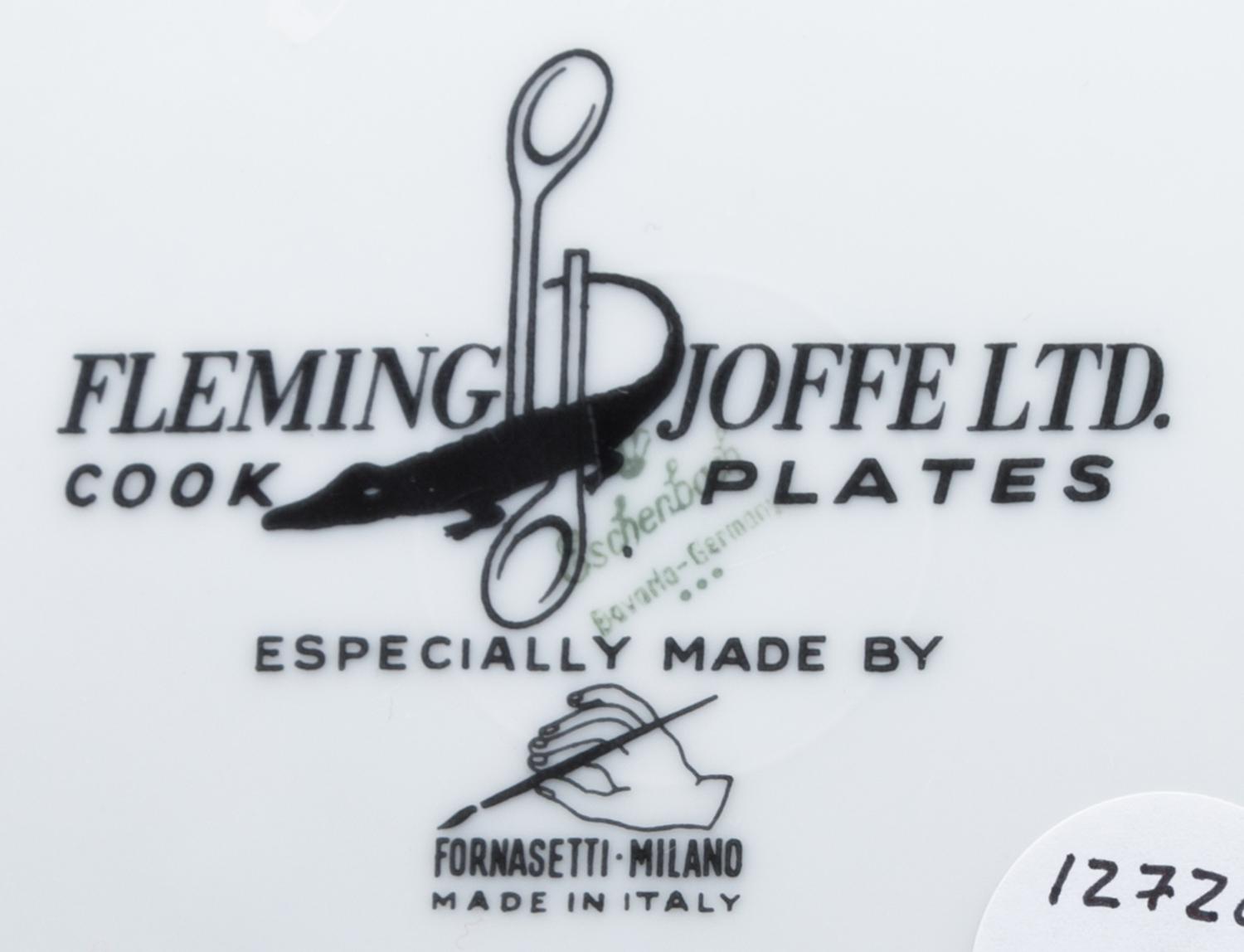 Piero Fornasetti (Italian, 1913-1988), Fleming Joffe Ltd., 1960s, a set of 6 Recipe plates, with gilt decoration