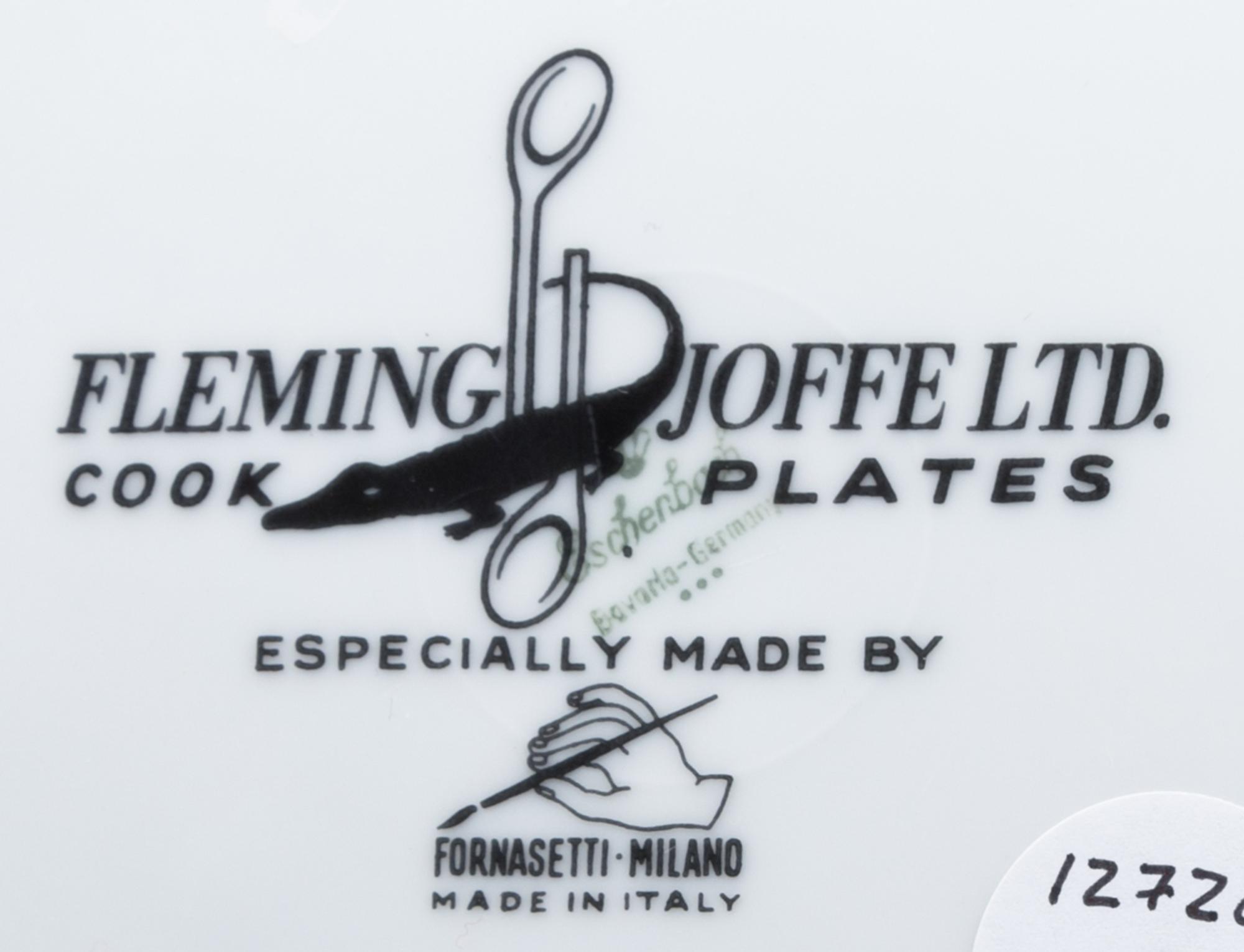 Piero Fornasetti (Italian, 1913-1988), Fleming Joffe Ltd., 1960s, a set of 6 Recipe plates, with gilt decoration
