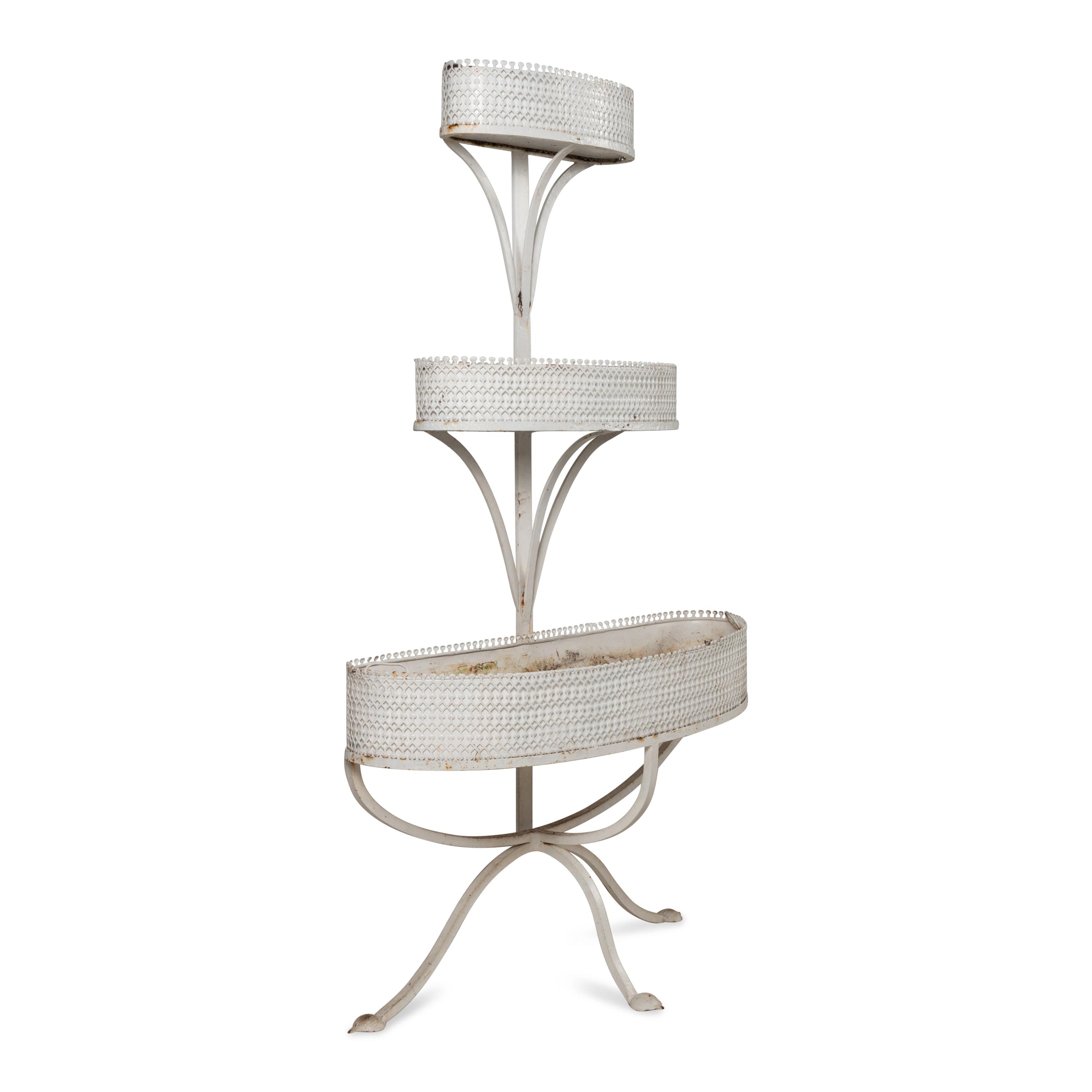 A Victorian Style White-Painted Metal Plant Stand