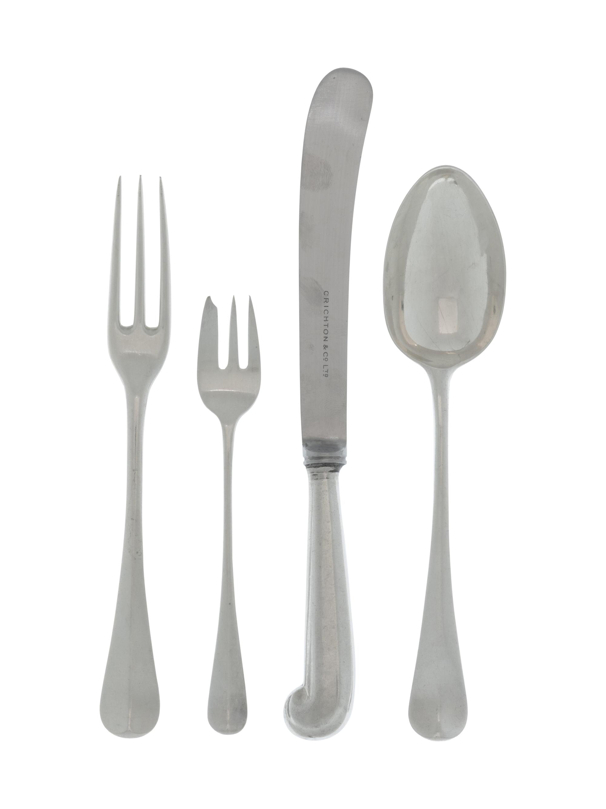 An Assembled English Silver Flatware Service