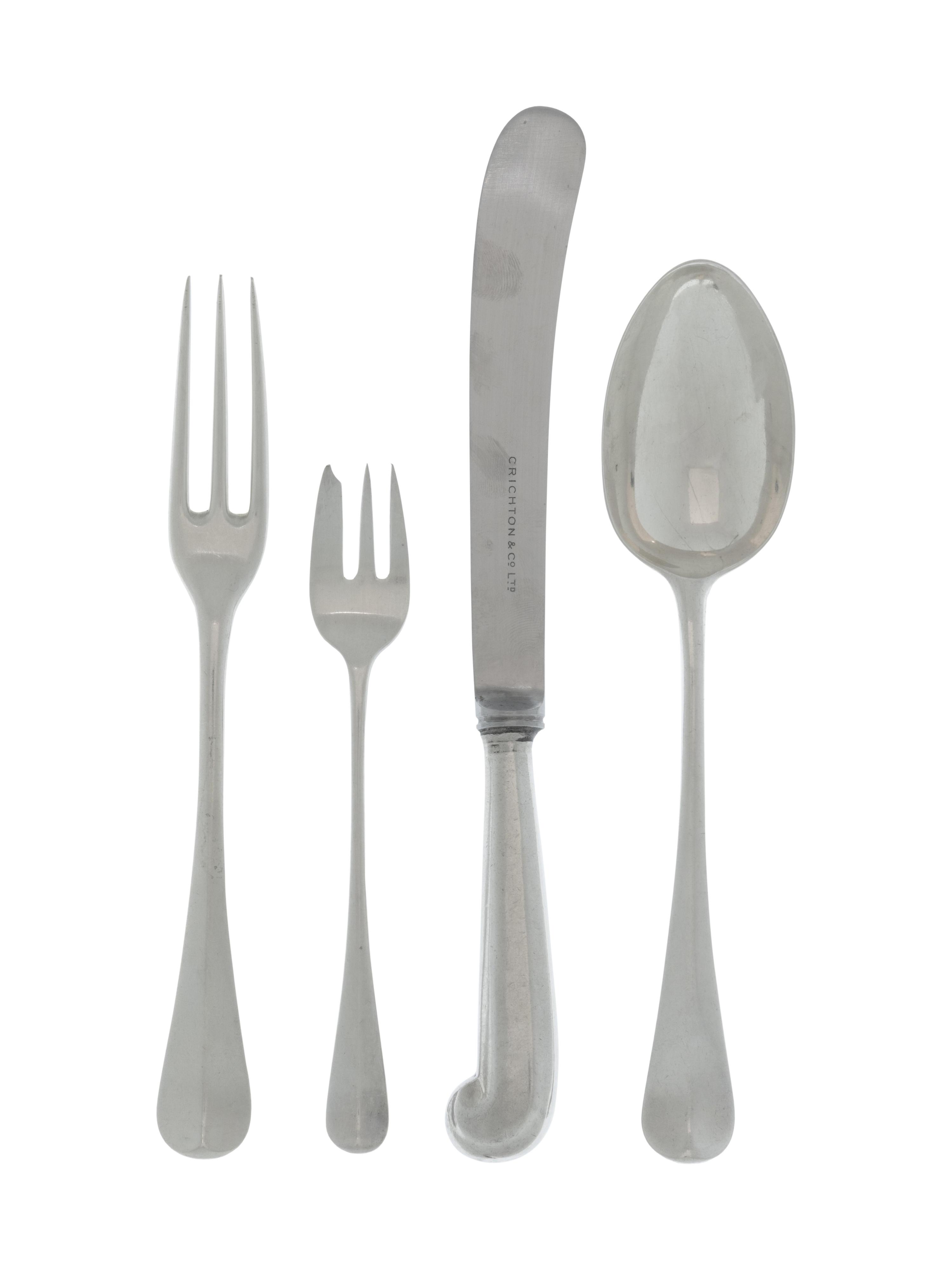 An Assembled English Silver Flatware Service