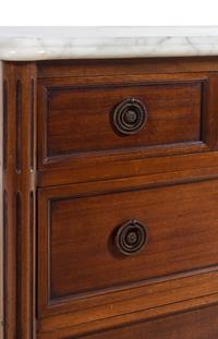 A Louis XVI Style Mahogany Marble-Top Commode