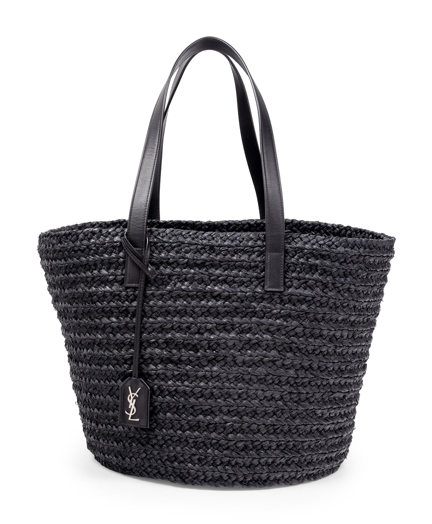 Saint Laurent Panier Straw Tote with Leather Handles