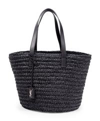 Saint Laurent Panier Straw Tote with Leather Handles