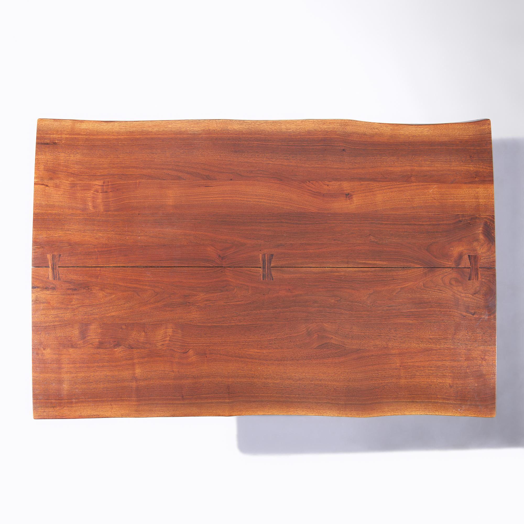 Trestle dining table with 3 butterfly joints, 1977